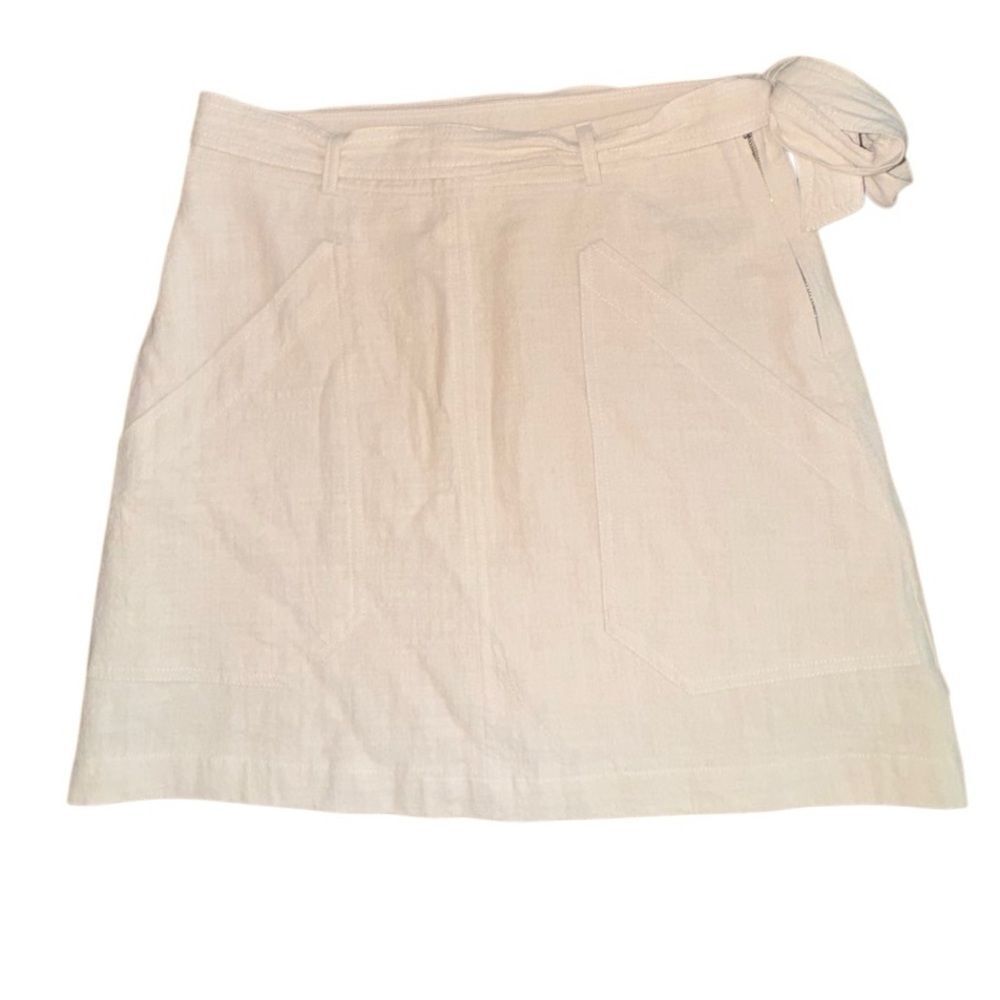 Altar'd State Women's Cream 100% Cotton Mini Skirt w/ Wrap Tie Belt Size Large